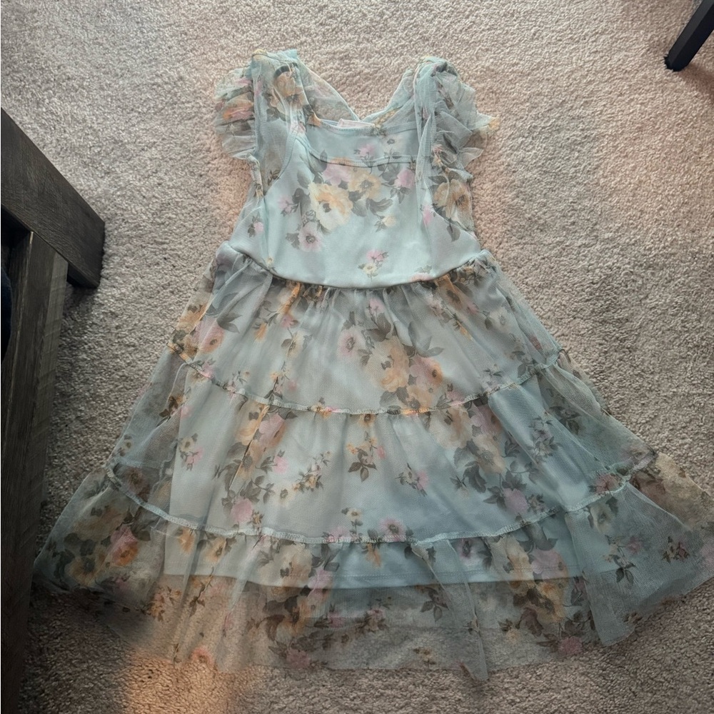 Knitworks Floral Layered Dress - Pastel Blue and floral print